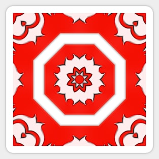 Bright Red Kaleidoscope Pattern (Seamless) 8 Sticker